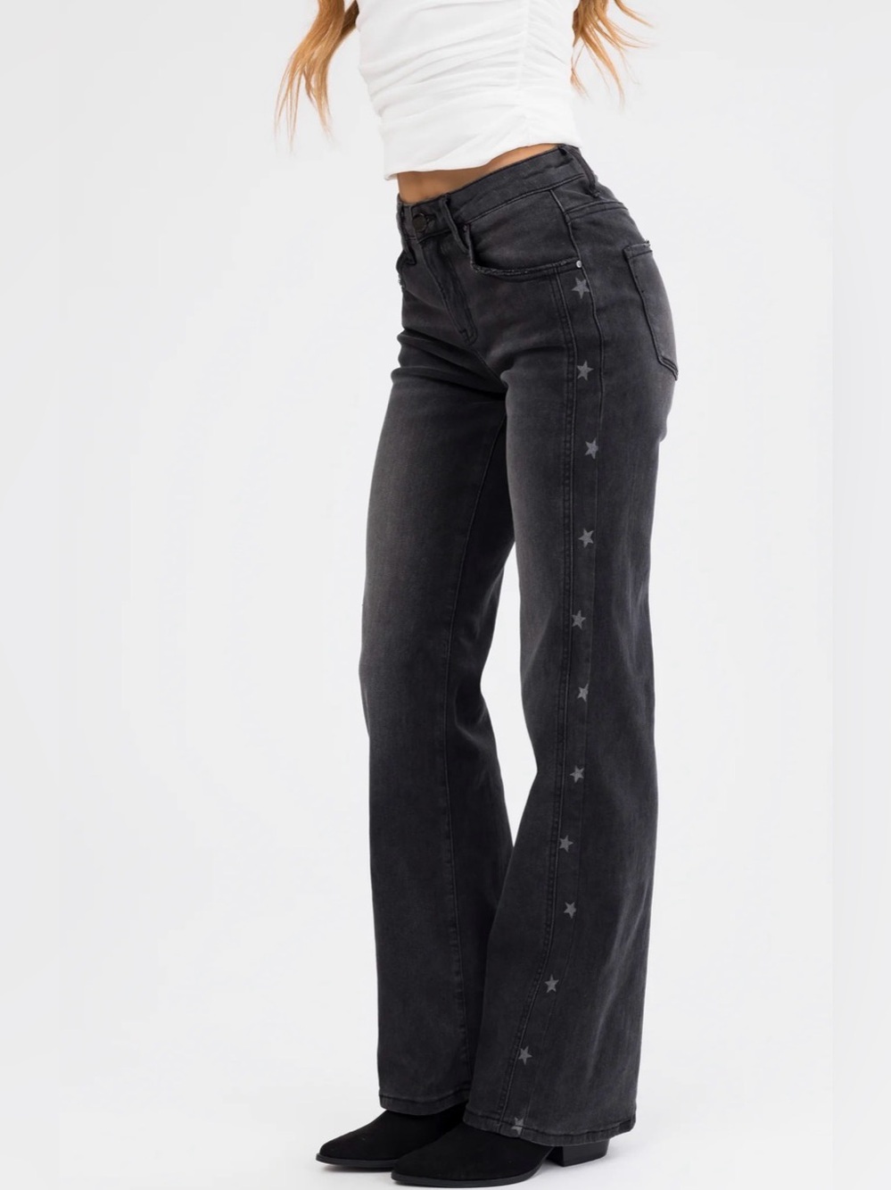 Risen Black Side Star Wide-Leg Jeans PLUS - NWT
